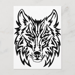 TribalWolfWhiteBackground Postkarte