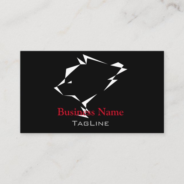 TribeBear Red auf Black Business Card Visitenkarte (Vorderseite)