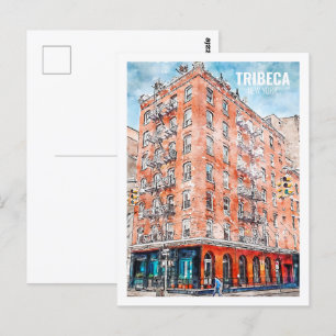 Tribeca New York Berühmte Reise Aquarell-Skizze Postkarte