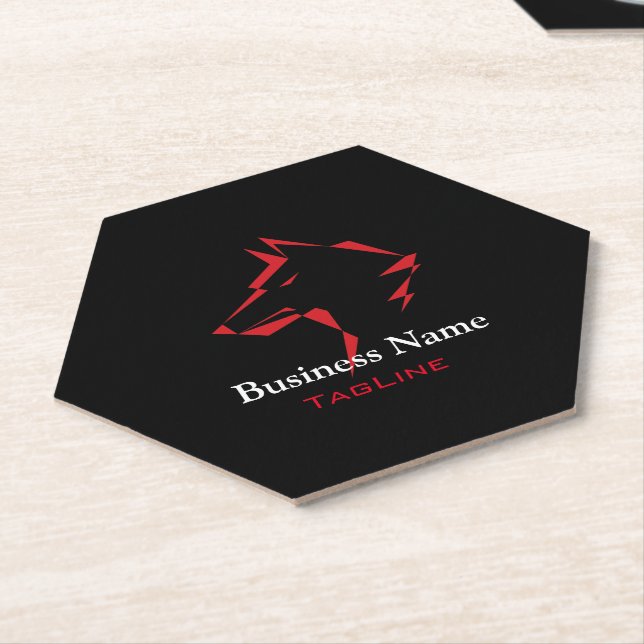 TribeWolf Red auf Black Business Card Untersetzer (angewinkelt)