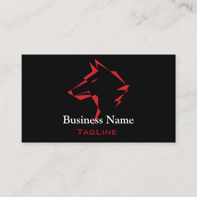 TribeWolf Red auf Black Business Card Visitenkarte (Vorderseite)
