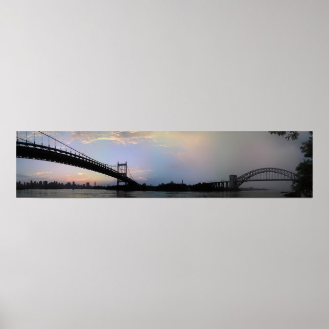 Triborough and Hell Gate Bridges Panorama Poster (Vorne)
