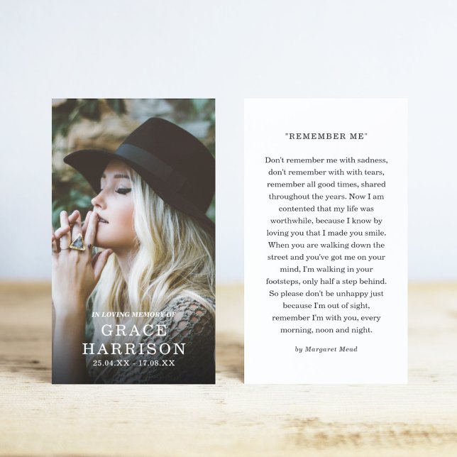 Tribute Photo Sympathy Funeral Prayer Card (Von Creator hochgeladen)