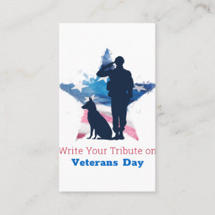 Tribute to Veterans Day - Ehre der Helden Visitenkarte