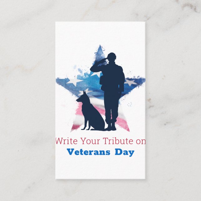 Tribute to Veterans Day - Ehre der Helden Visitenkarte (Vorderseite)