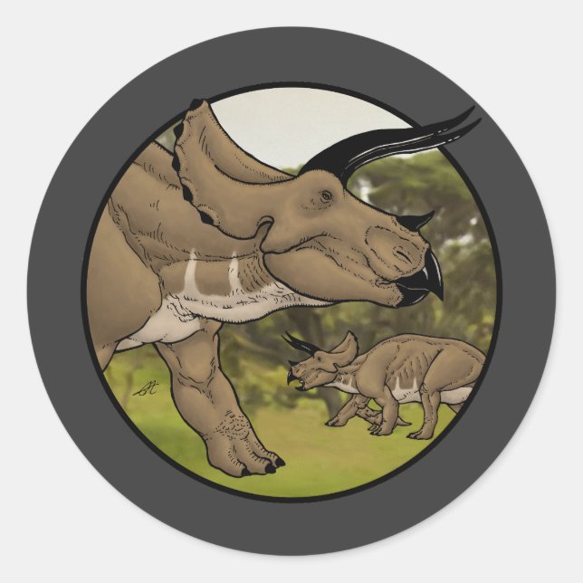 Triceratops #2 runder aufkleber (Vorderseite)