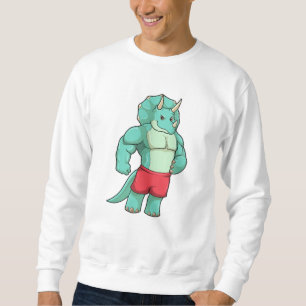Triceratops als Bodybuilder an der Bodybuilding Sweatshirt
