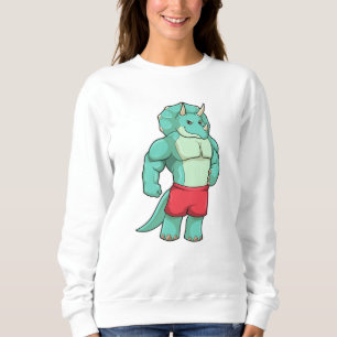 Triceratops als Bodybuilder an der Bodybuilding Sweatshirt