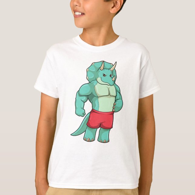 Triceratops als Bodybuilder an der Bodybuilding T-Shirt (Vorderseite)