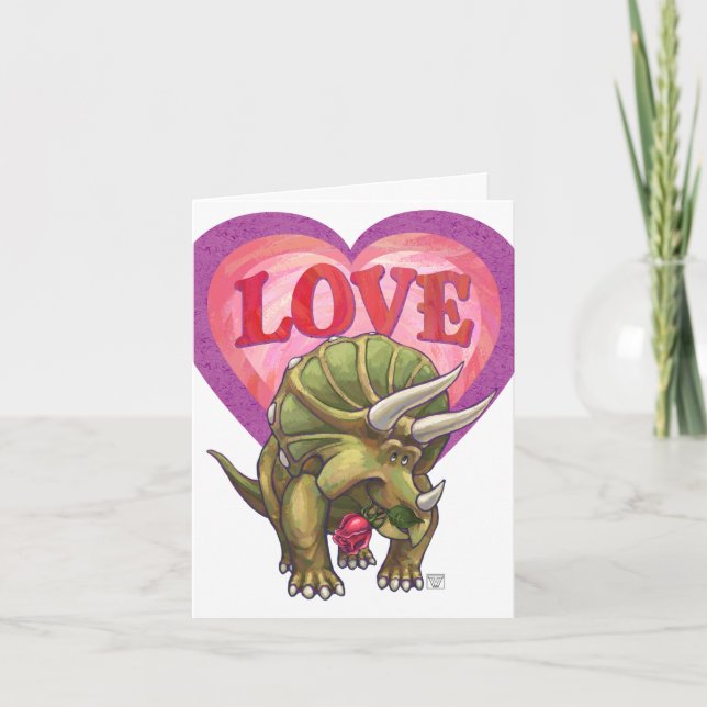 Triceratops am Valentinstag der Liebe Feiertagskarte (Vorderseite)