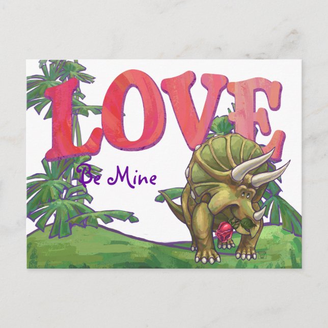 Triceratops am Valentinstag der Liebe Feiertagspostkarte (Vorderseite)