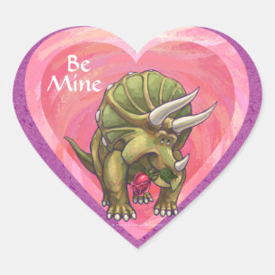 Triceratops am Valentinstag der Liebe Herz-Aufkleber