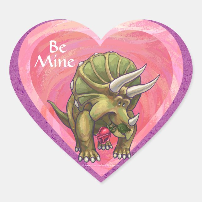 Triceratops am Valentinstag der Liebe Herz-Aufkleber (Vorderseite)