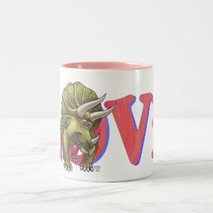 Triceratops am Valentinstag der Liebe Zweifarbige Tasse