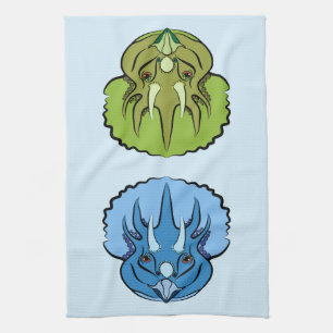 Triceratops Blue and Green Niedlich Dinosaurier Geschirrtuch