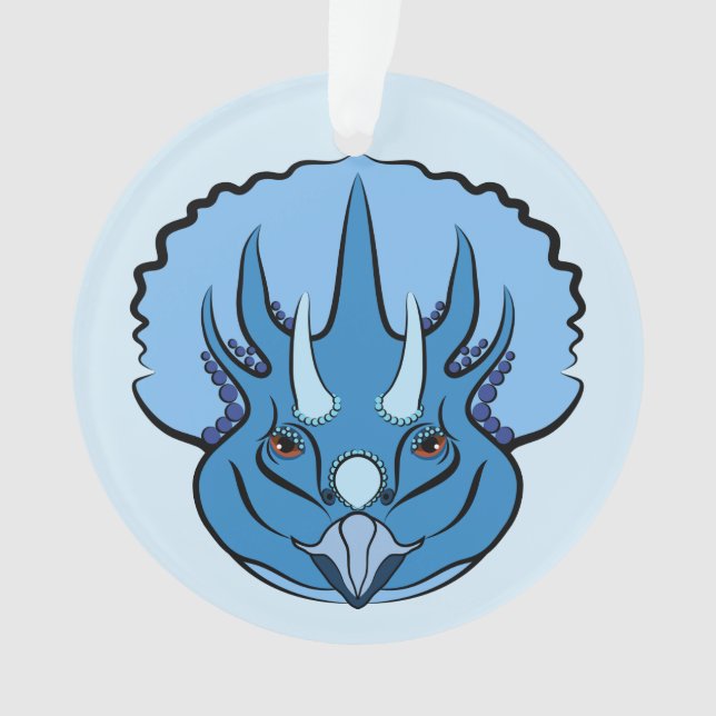 Triceratops Blue Niedlich Dinosaurier Ornament (Vorderseite)