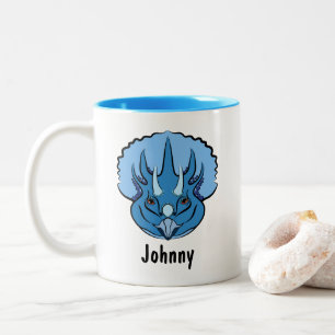 Triceratops Blue Niedlich Dinosaurier Personalisie Zweifarbige Tasse
