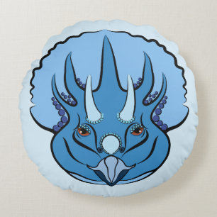Triceratops Blue Niedlich Dinosaurier Rundes Kissen
