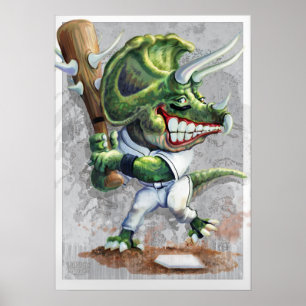 Triceratops Dino Baseball Poster