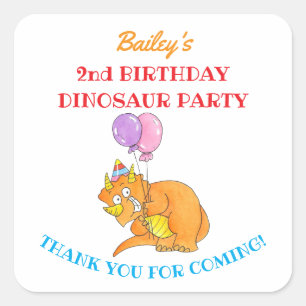 Triceratops Dinosaur Danke Kindergeburtstag  Quadratischer Aufkleber