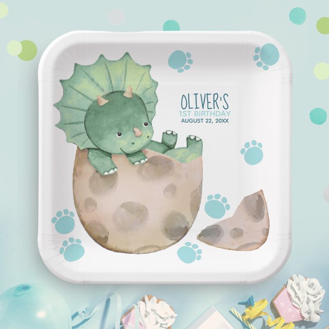Triceratops Dinosaur Junge 1. Geburtstag Party Pappteller (Von Creator hochgeladen)