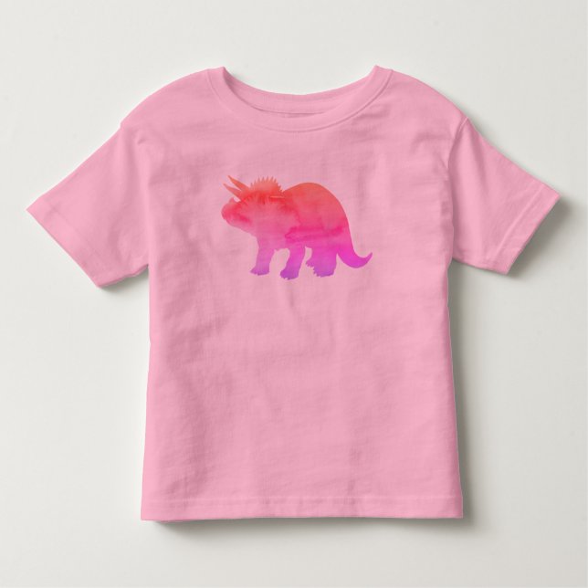 Triceratops Dinosaur Pink Orange Malerei T - Shirt (Vorderseite)