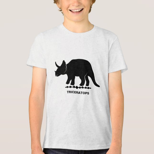 Triceratops Dinosaur-Silhouette Tri-Blend Shirt (Vorderseite)