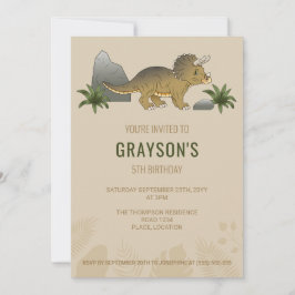 Triceratops Dinosaurier Minimalistisch Beige Gebur Einladung