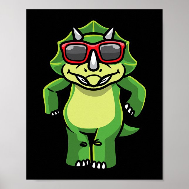 Triceratops Dinosaurier tanzen mit Sonnenbrille Di Poster (Vorne)