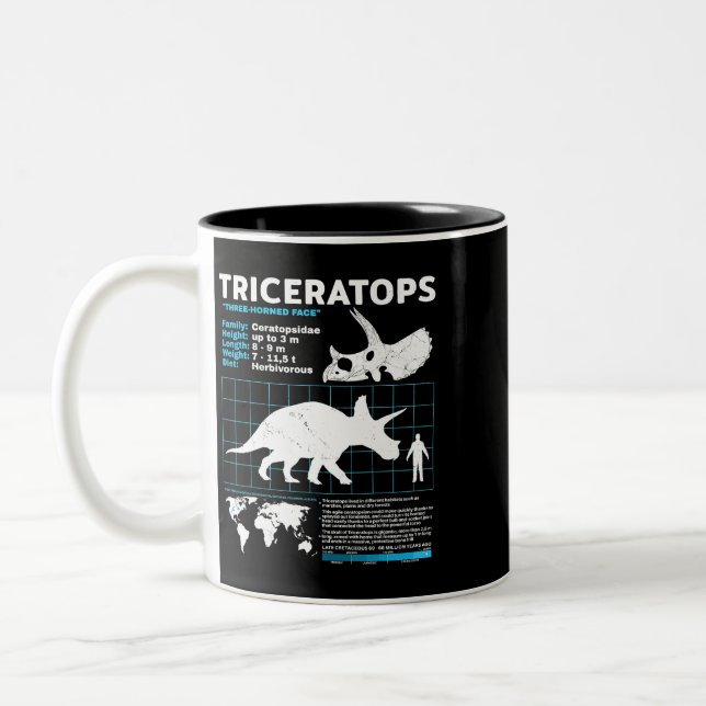 Triceratops Faktenblatt Dinosaurier Fakten Zweifarbige Tasse (Links)