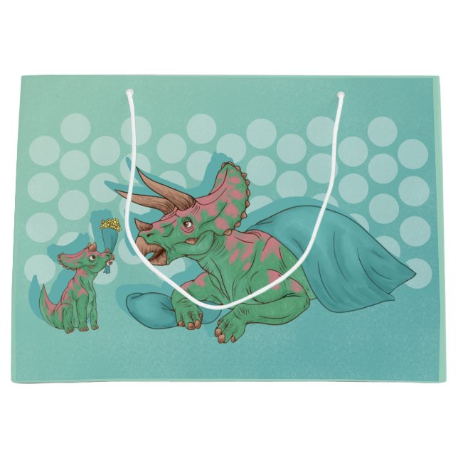 Triceratops geben Blume Große Geschenktüte (Vorderseite)
