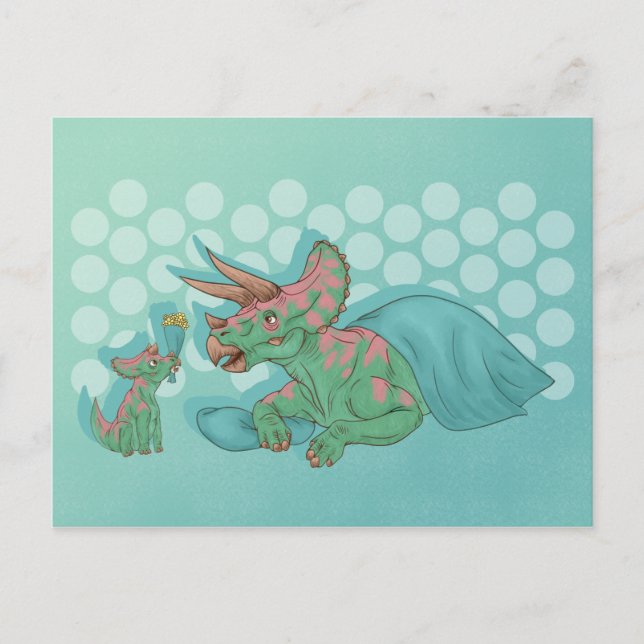 Triceratops geben Blume Postkarte (Vorderseite)