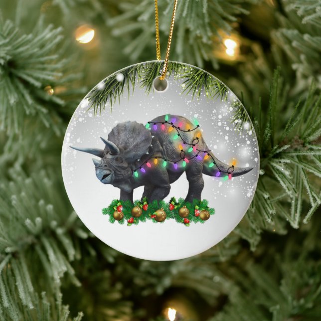 Triceratops Geschenk für Dinosaurier Lover prähist Keramik Ornament (Baum)