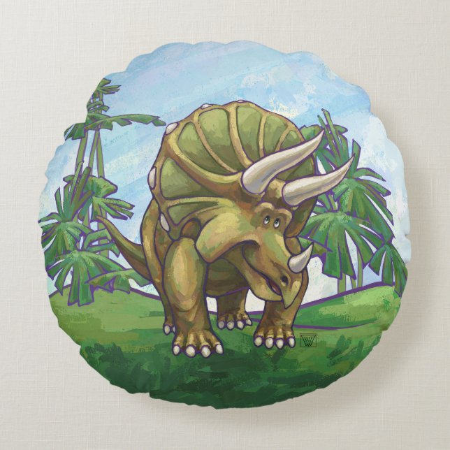 Triceratops Geschenke und Zubehör Rundes Kissen (Vorderseite)