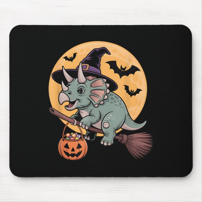 Triceratops Hexenhut Pumpkin Halloween Kostüm Me Mousepad (Vorne)