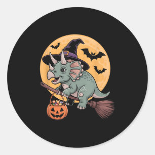 Triceratops Hexenhut Pumpkin Halloween Kostüm Me Runder Aufkleber