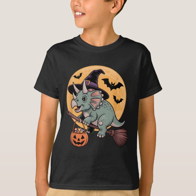 Triceratops Hexenhut Pumpkin Halloween Kostüm Me T-Shirt (Vorderseite)
