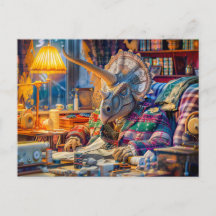 Triceratops in einem gemütlichen Sessel streichen