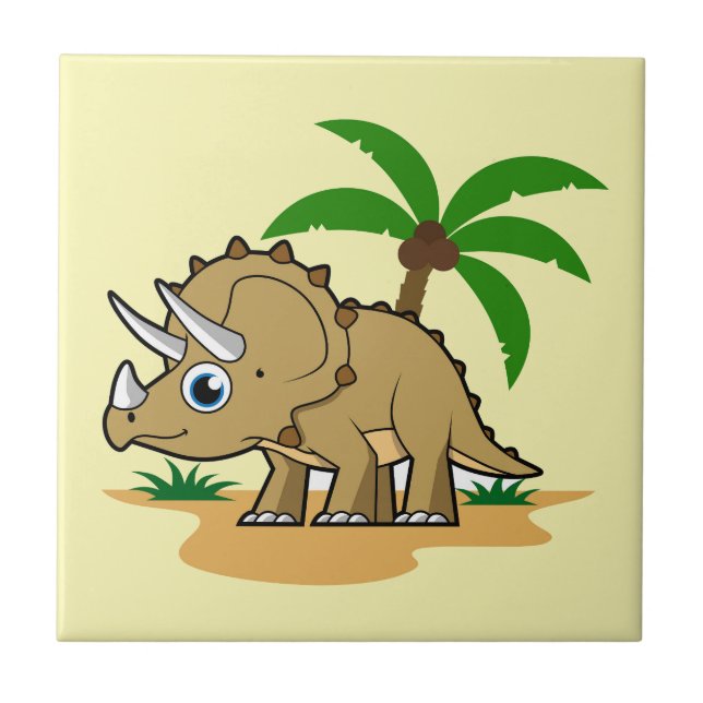 Triceratops in einem tropischen Klima. Fliese (Vorderseite)