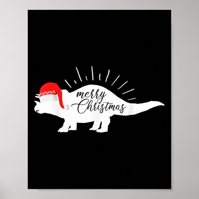 Triceratops Merry Christmas Funny Dinosaur  Poster (Vorne)