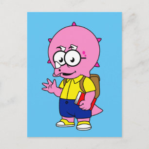 Triceratops Nerd mit Rucksack und Textbuch. Postkarte