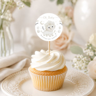 Triceratops Neutraler Dinosaurier Baby Shower Tort Runder Aufkleber