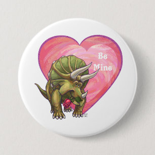Triceratops Rote Rose Herz Button