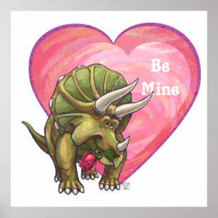 Triceratops Rote Rose Herz Poster