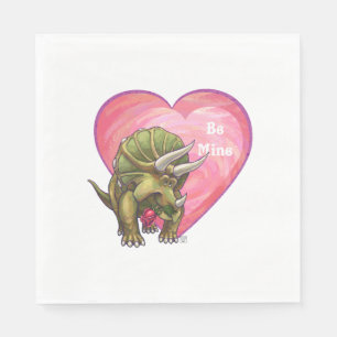 Triceratops Rote Rose Herz Serviette
