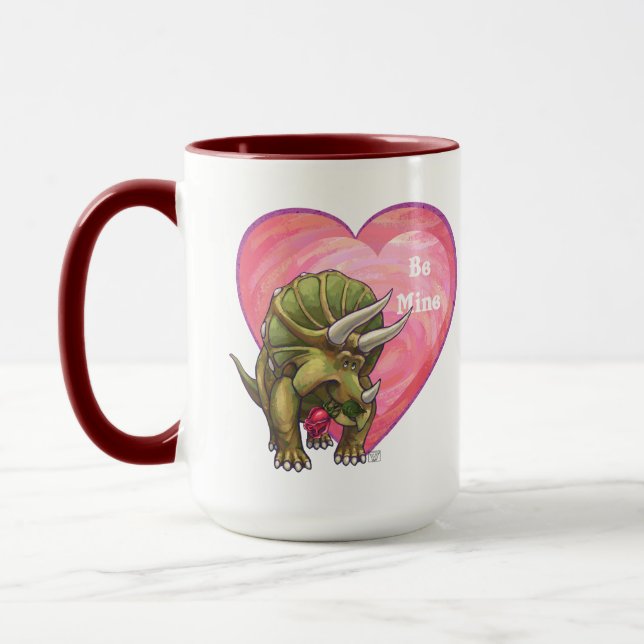 Triceratops Rote Rose Herz Tasse (Links)
