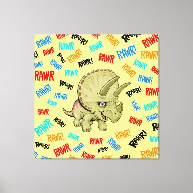 Triceratops sagt: "Rawr!" Acryldruck Leinwanddruck (Vorderseite)