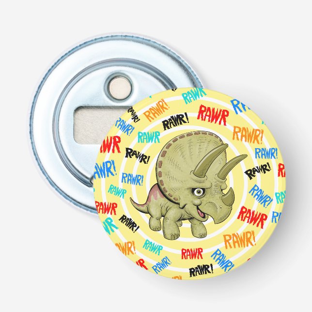 Triceratops sagt: "Rawr!" Flaschenöffner (Vorderseite)