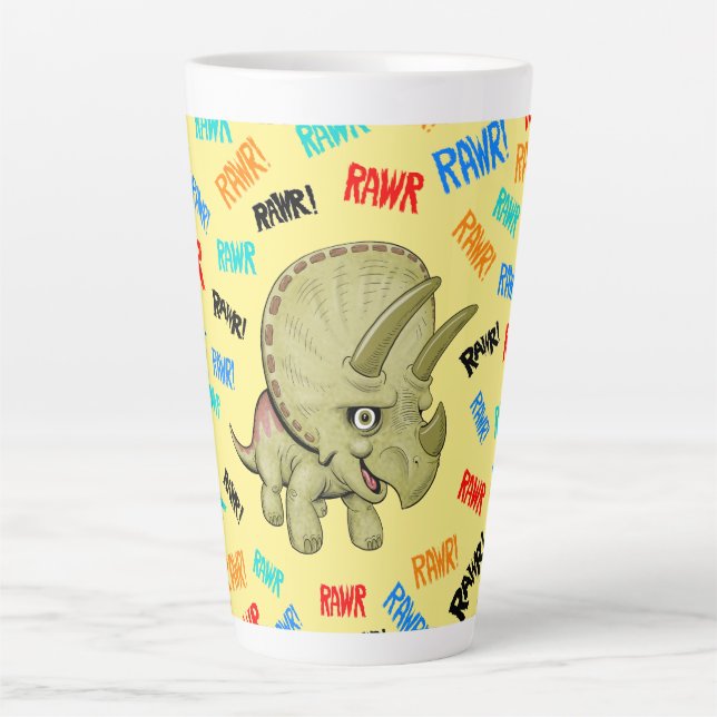 Triceratops sagt: "Rawr!" Milchtasse (Vorderseite)