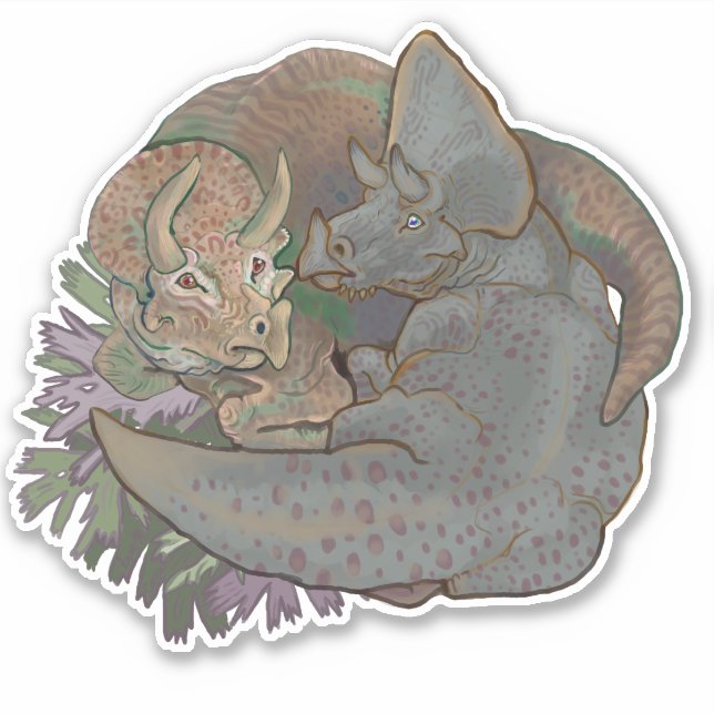 Triceratops Snuggles Aufkleber (Vorderseite)